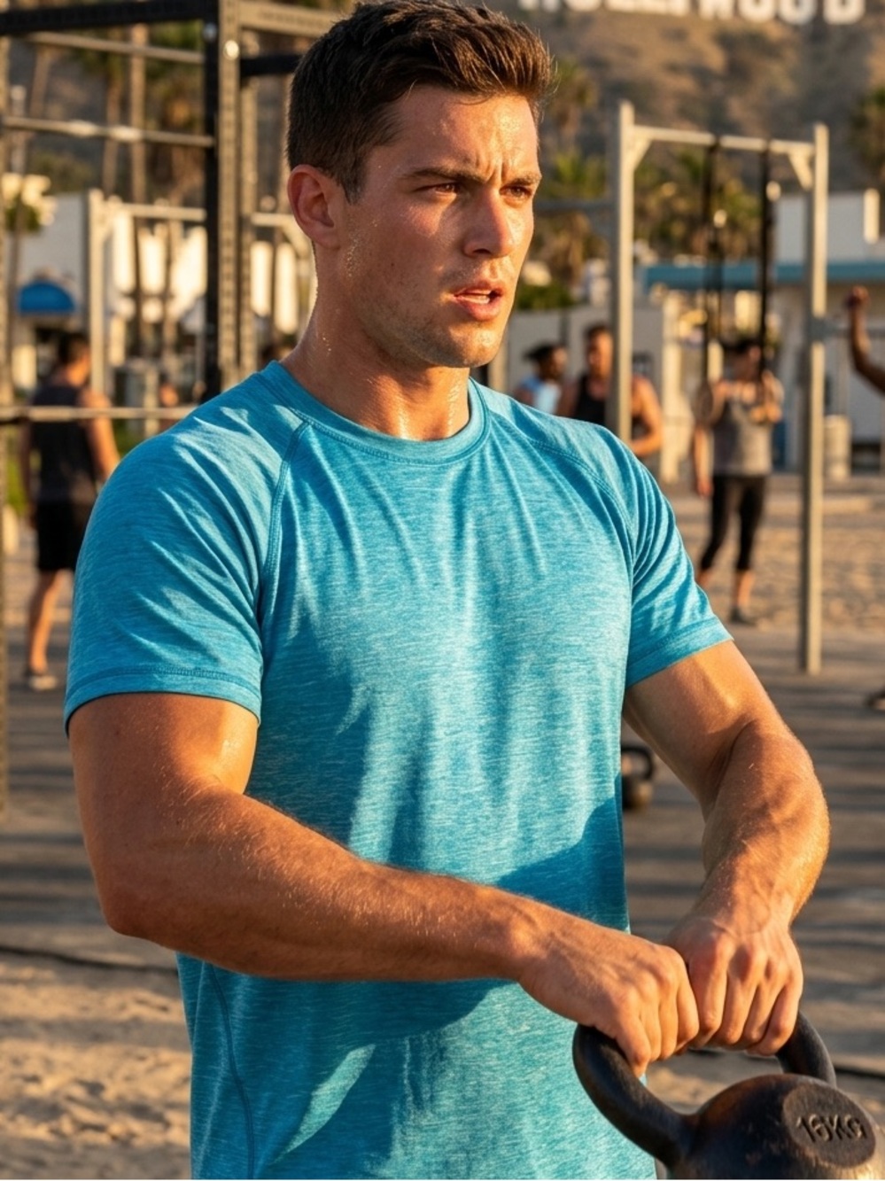 Men's Teal Performance Short-Sleeve Shirt